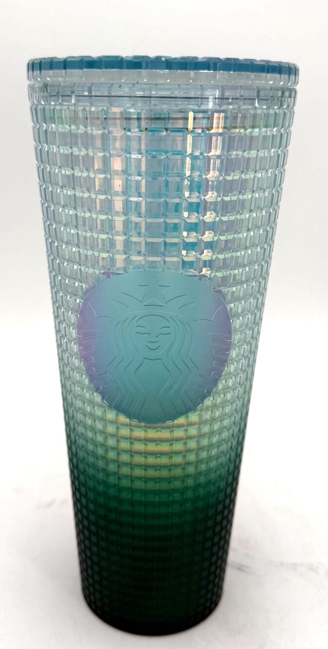 Starbucks Ombre Jade Green Gradient Grid Venti 24 oz Cold Cup Tumbler